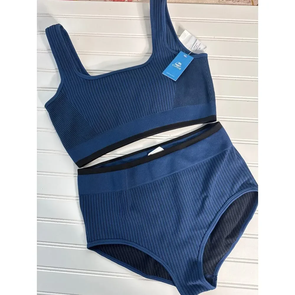 NWT Cupshe Lot of 2 Two Piece Swimsuits 2-PC Bikinis Swim Paddle Bundle Size XL